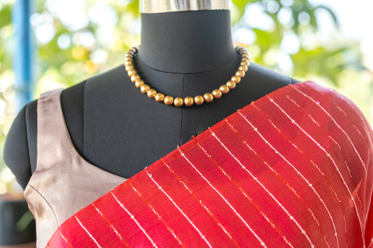 Red Tussar Silk Saree