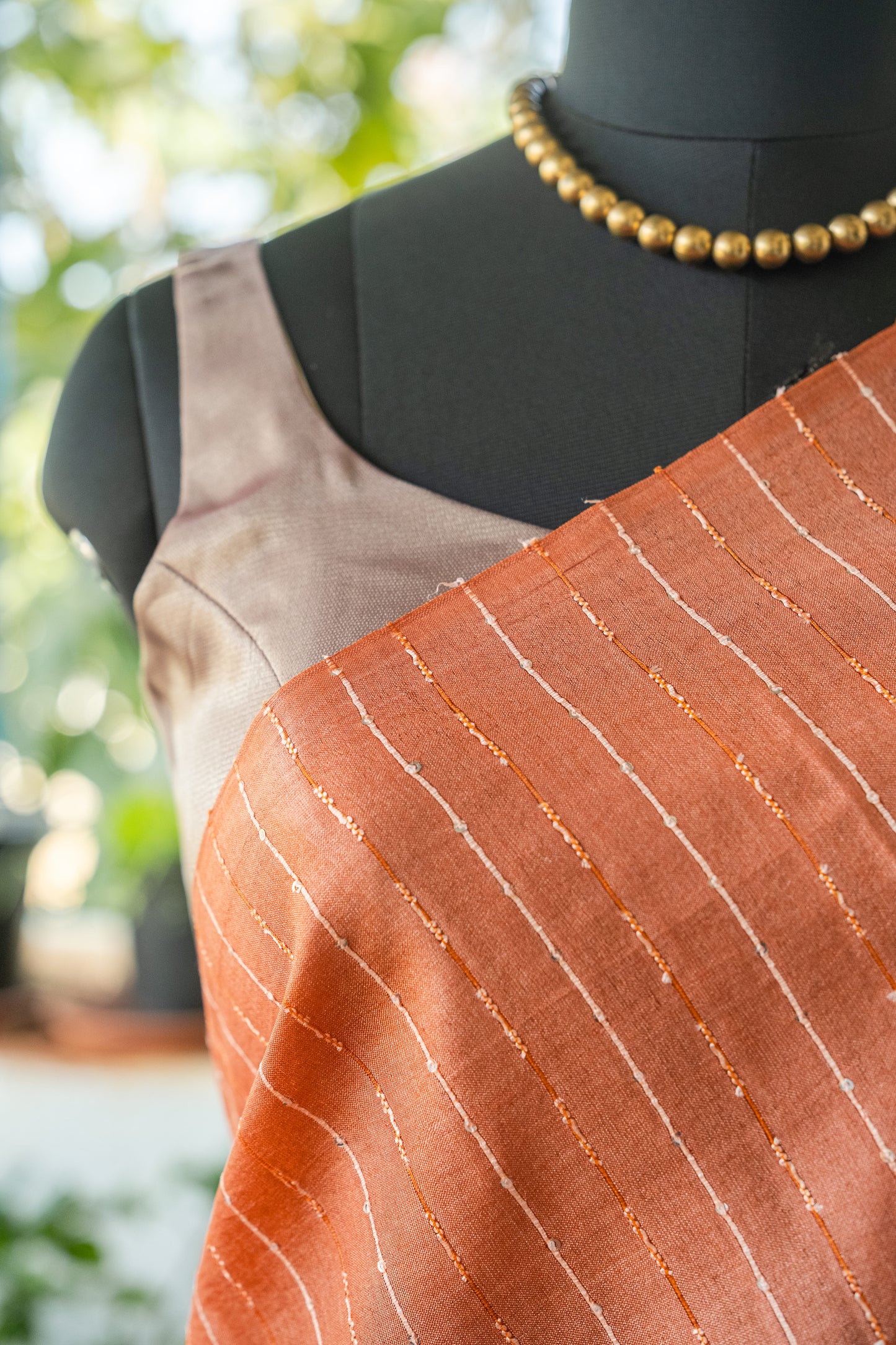 Orange Tussar Silk Saree