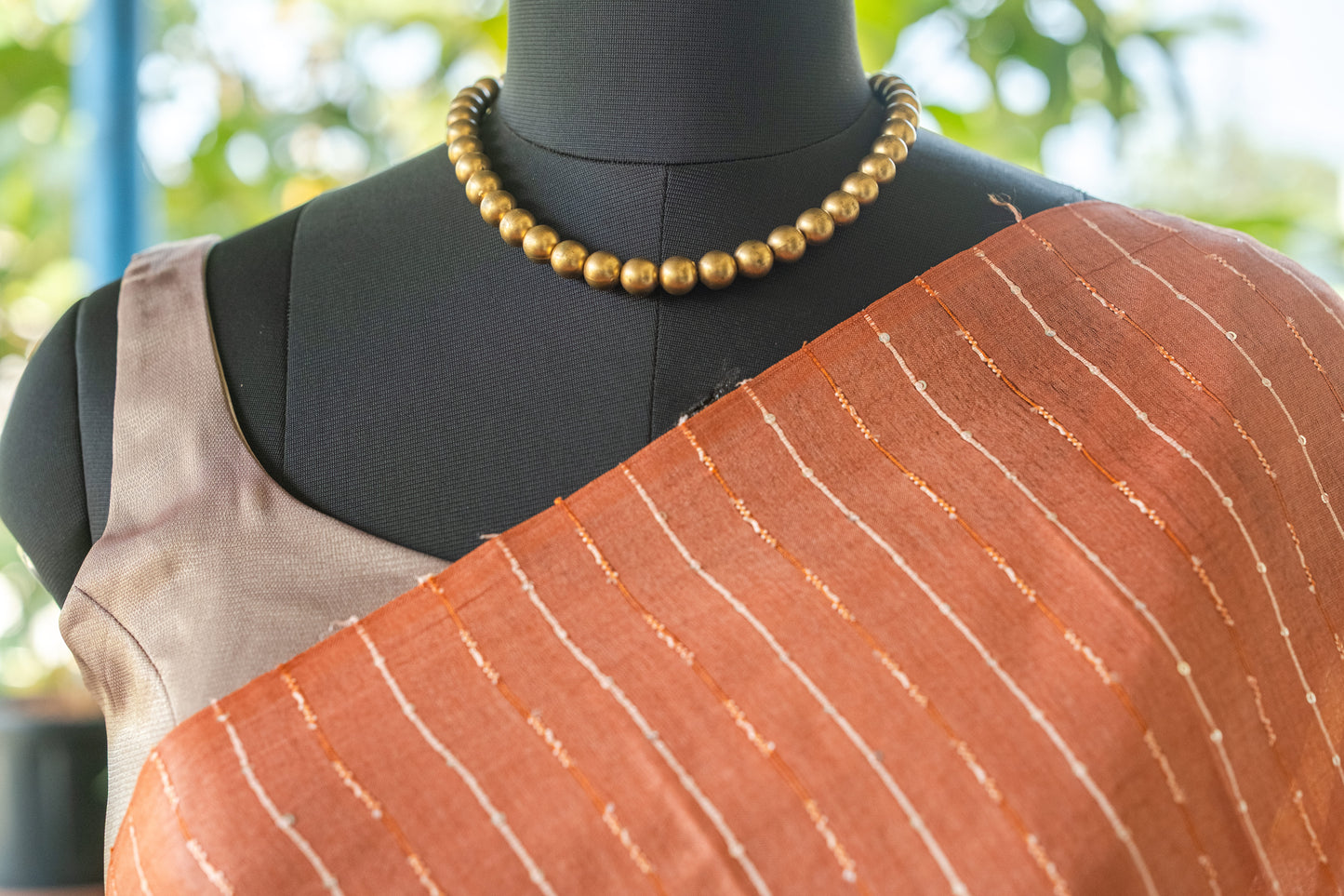 Orange Tussar Silk Saree