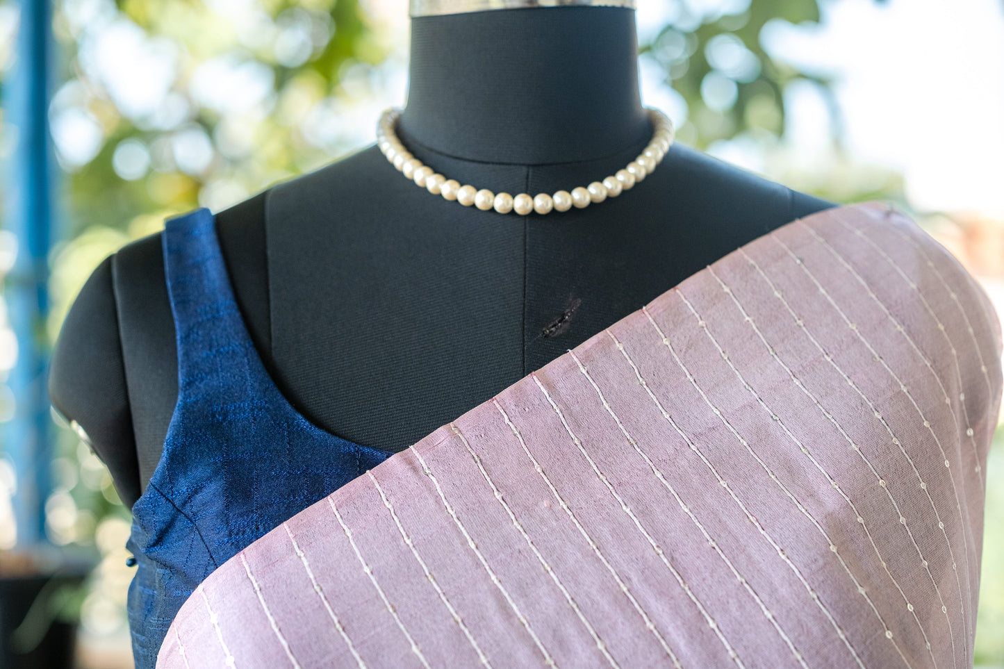 Pink Tussar Silk Saree