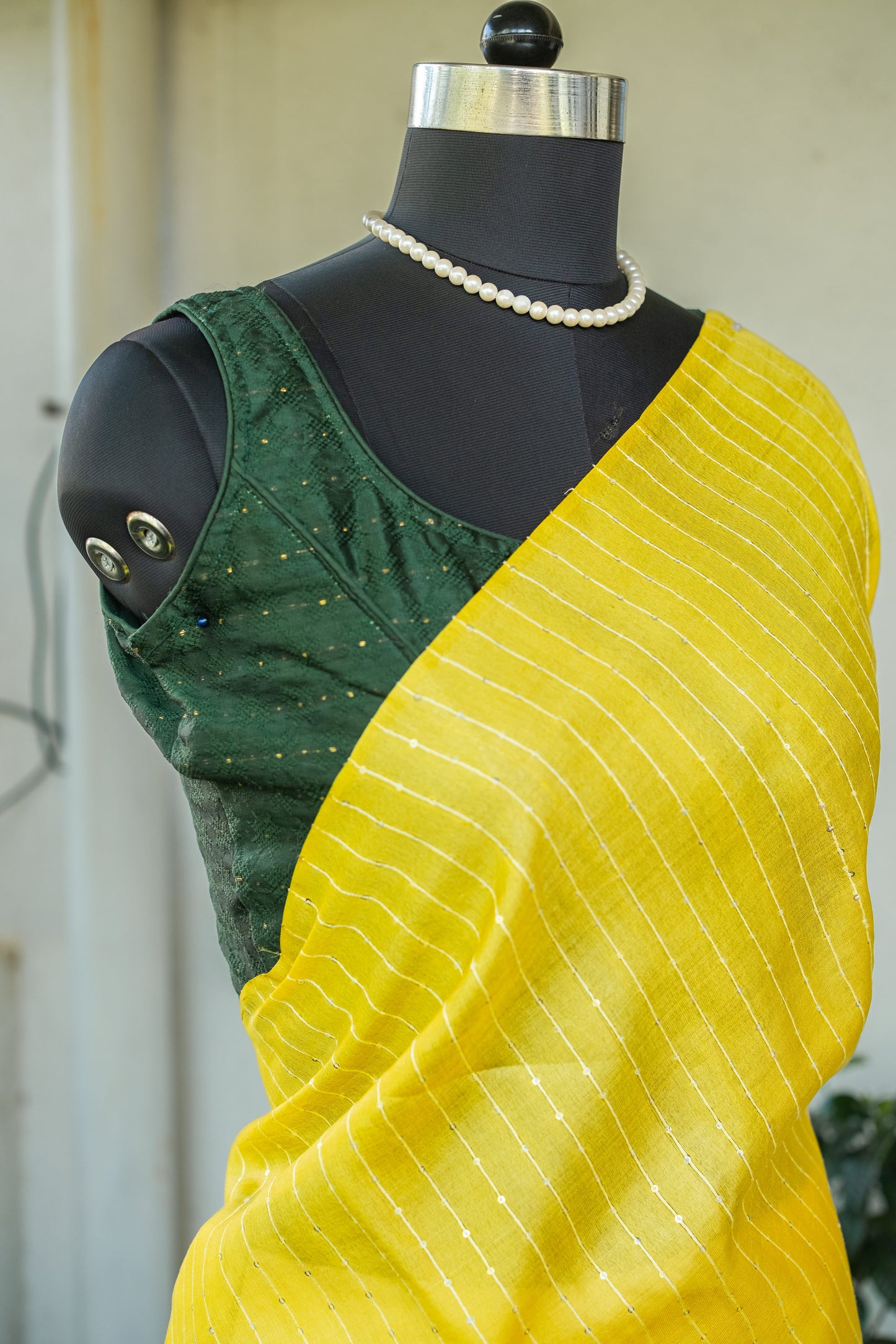 Yellow Tussar Silk Saree