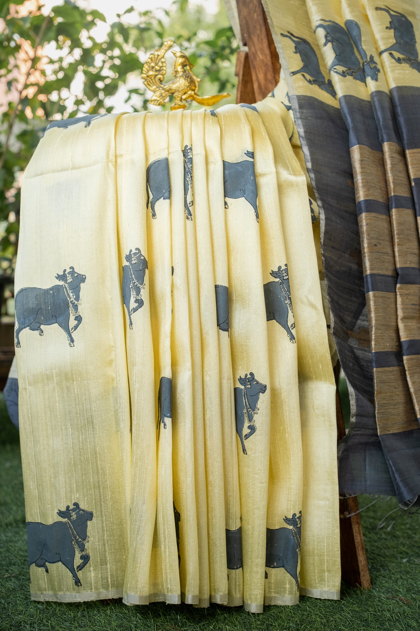 Classic Light Yellow Raw Silk Saree with Lustrous Finish