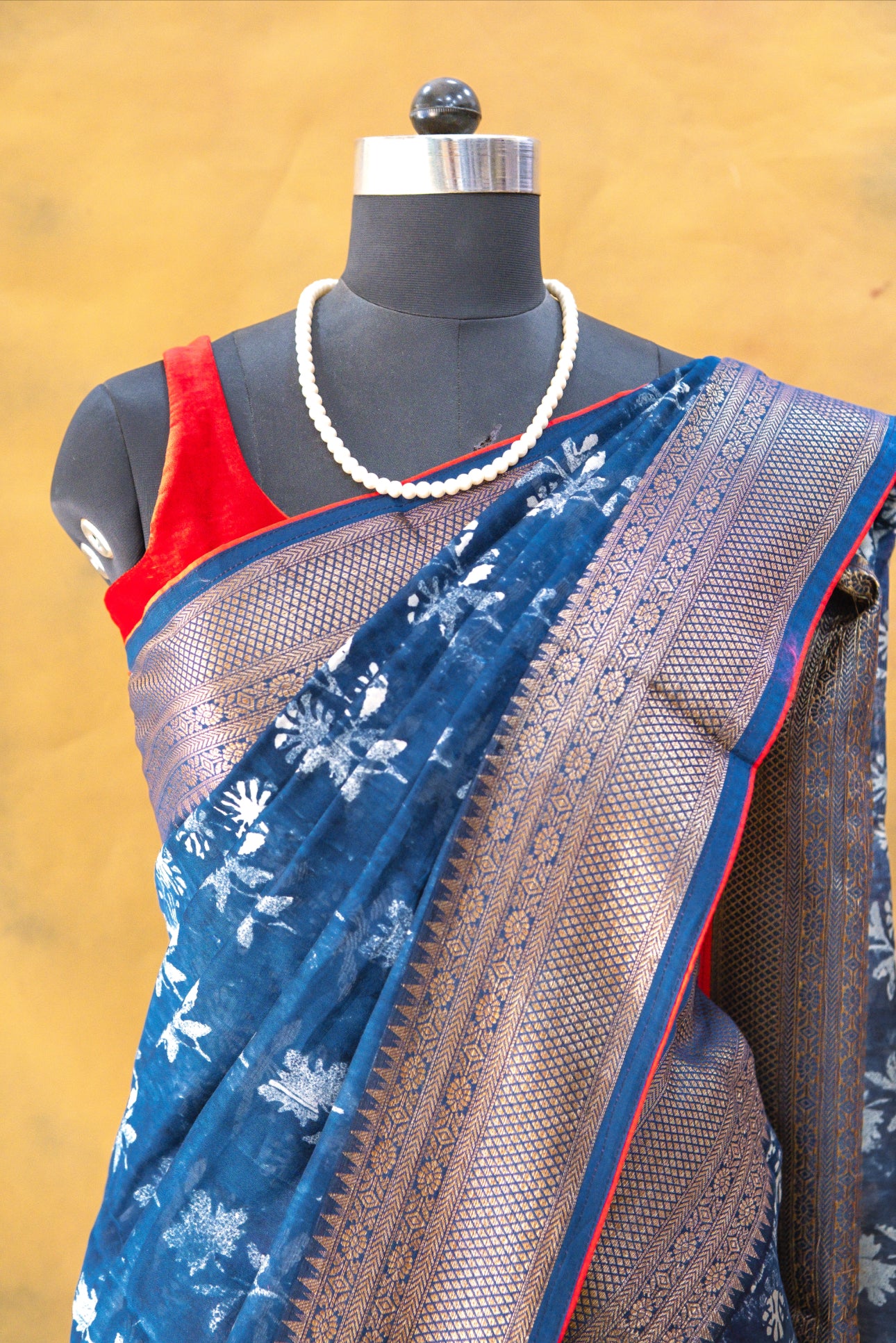 Indigo Blue Chanderi Saree
