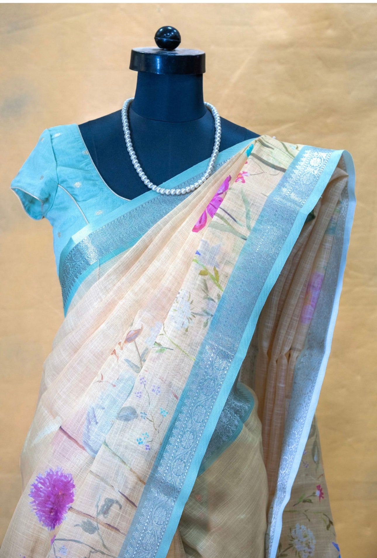 Yellow Linen Saree