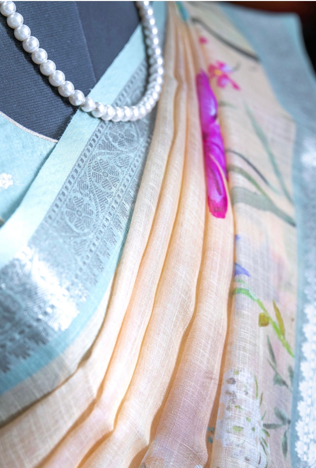 Yellow Linen Saree
