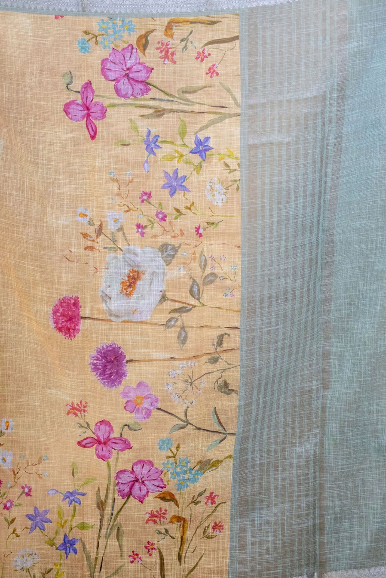 Yellow Linen Saree
