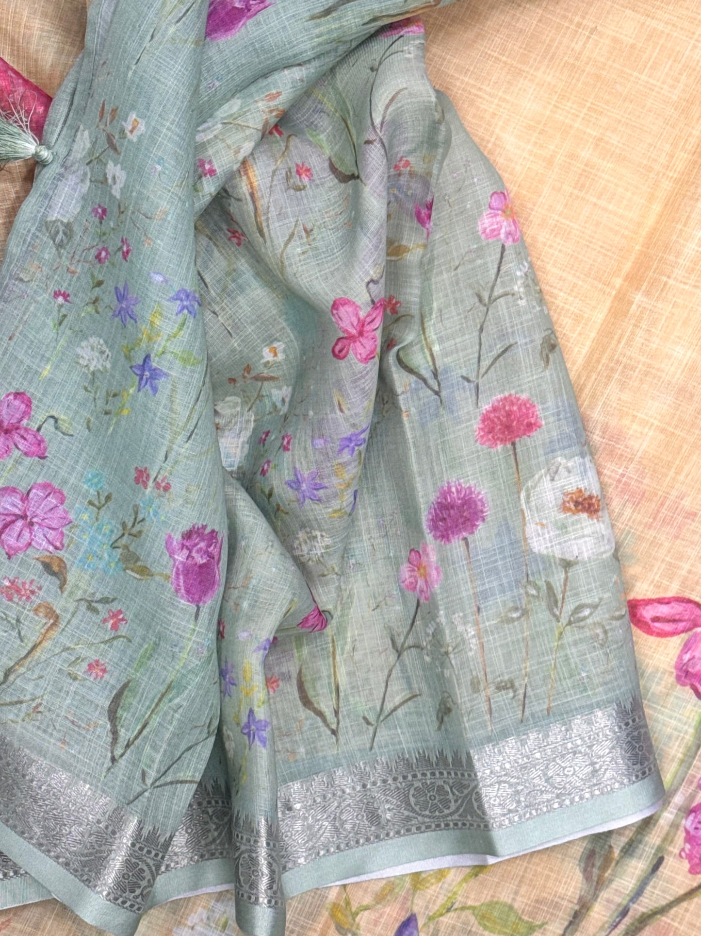 Yellow Linen Saree