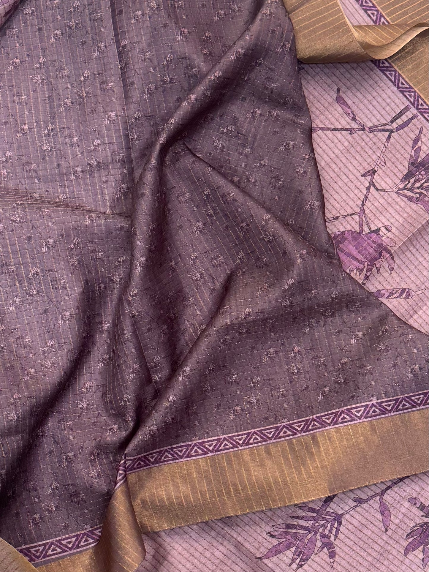 Violet Semi Tussar Silk Saree