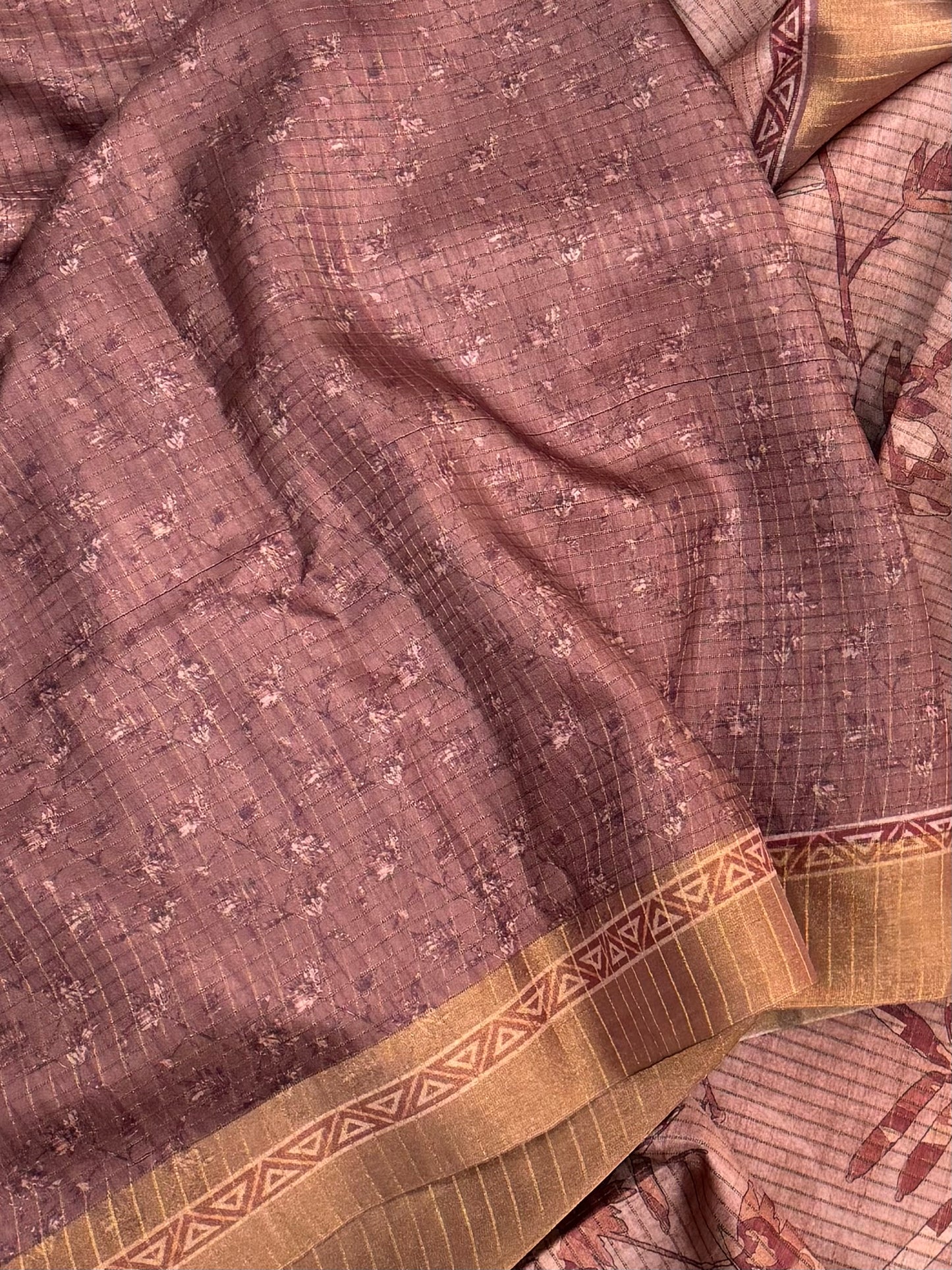 Pink Semi Tussar Silk Saree
