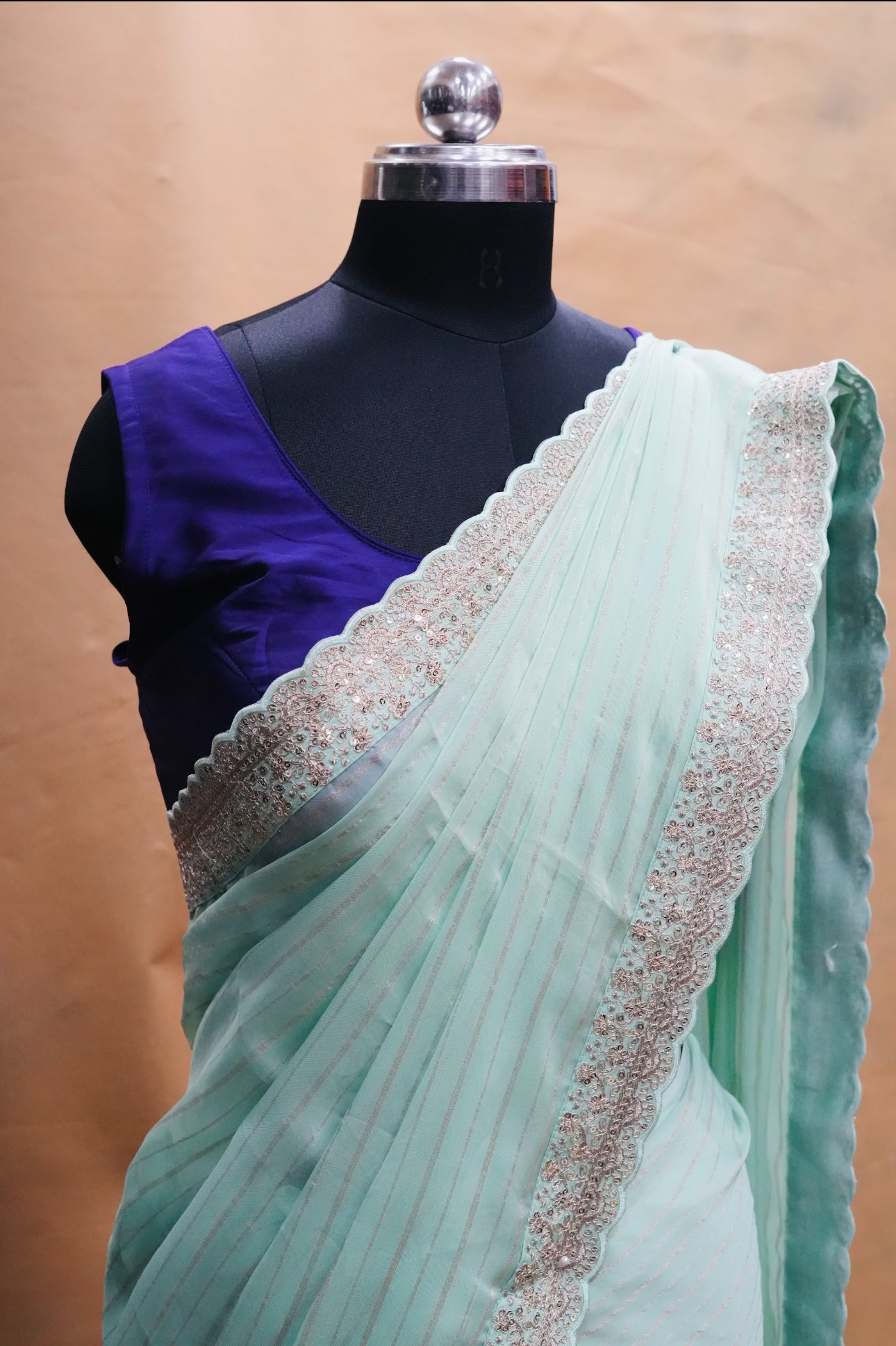 Green Stripes Georgette
