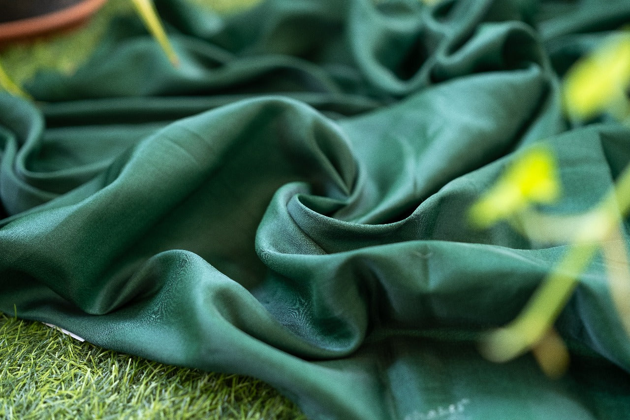 Dark Green Bloom Semi Tussar Silk Saree