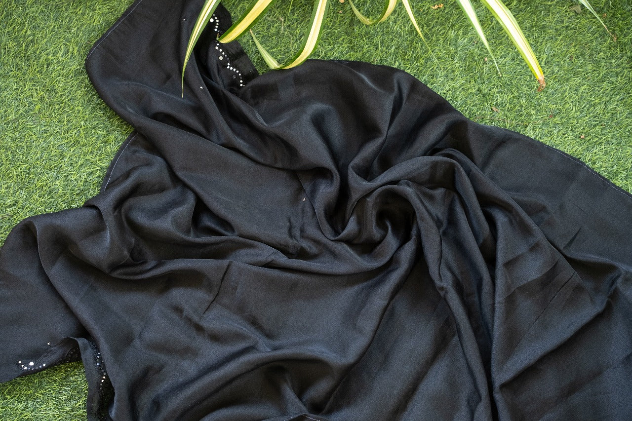 Black Bloom Semi Tussar Silk Saree