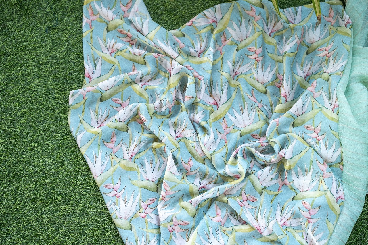 Green Stripes Georgette