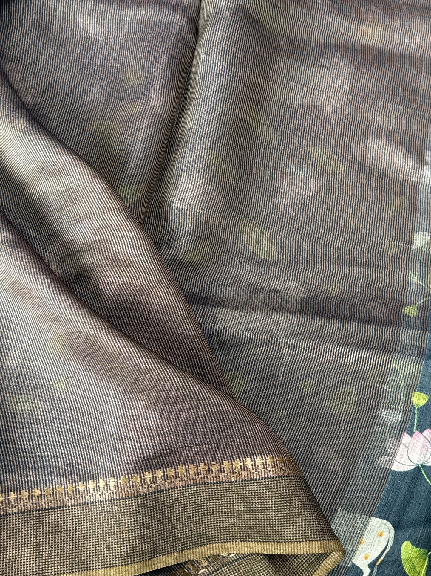 Black Tussar Silk Saree