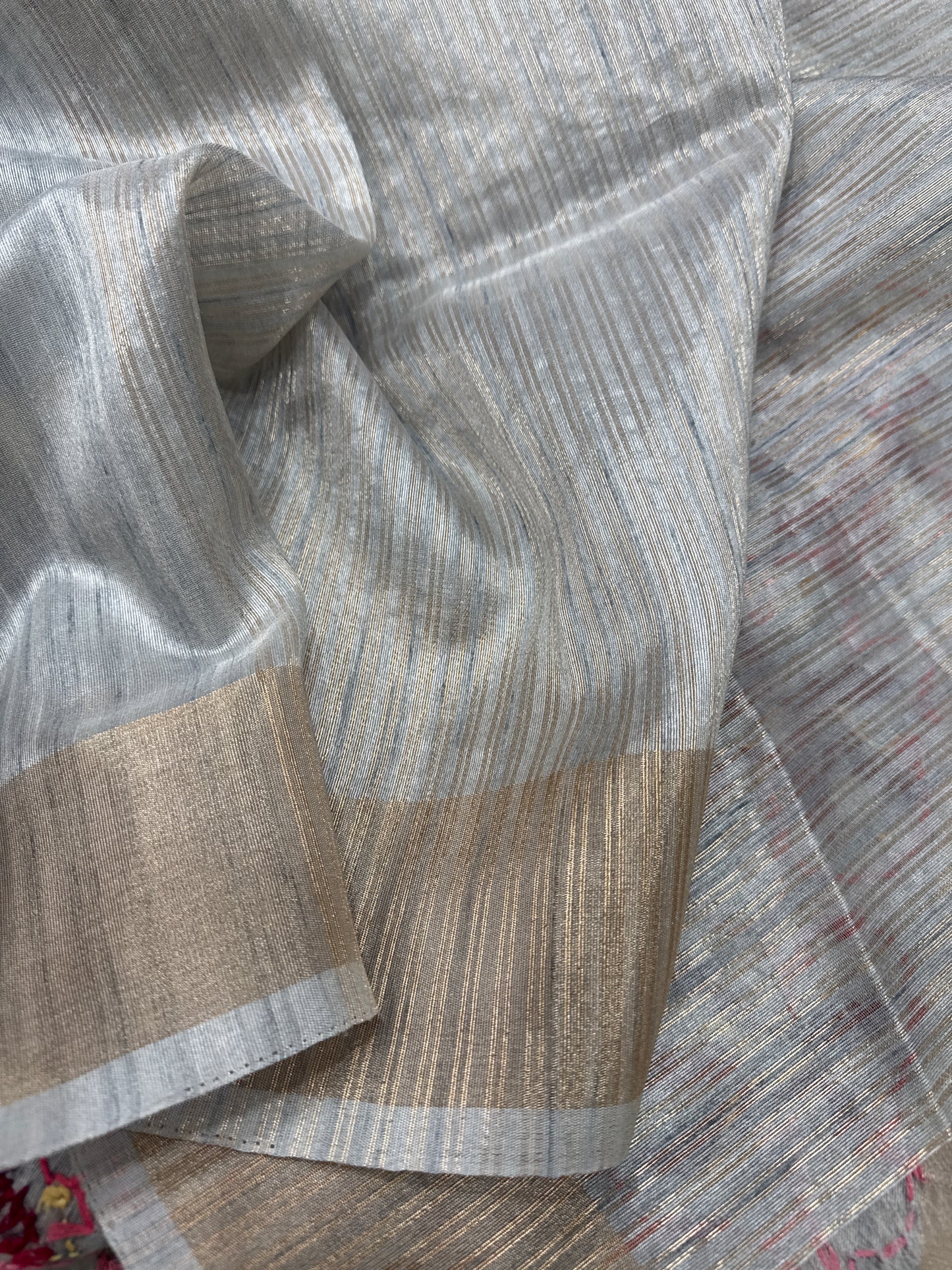 Grey Semi Tussar Silk Saree