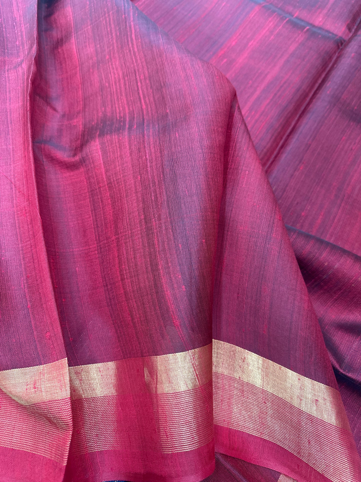 Classic Blue and Red Raw Silk Saree with Lustrous Finish