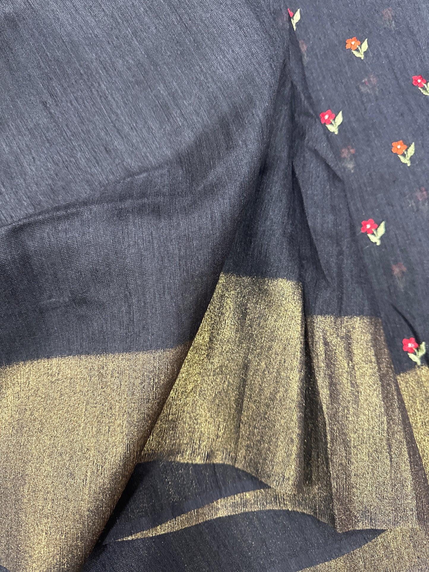 Black Linen Saree