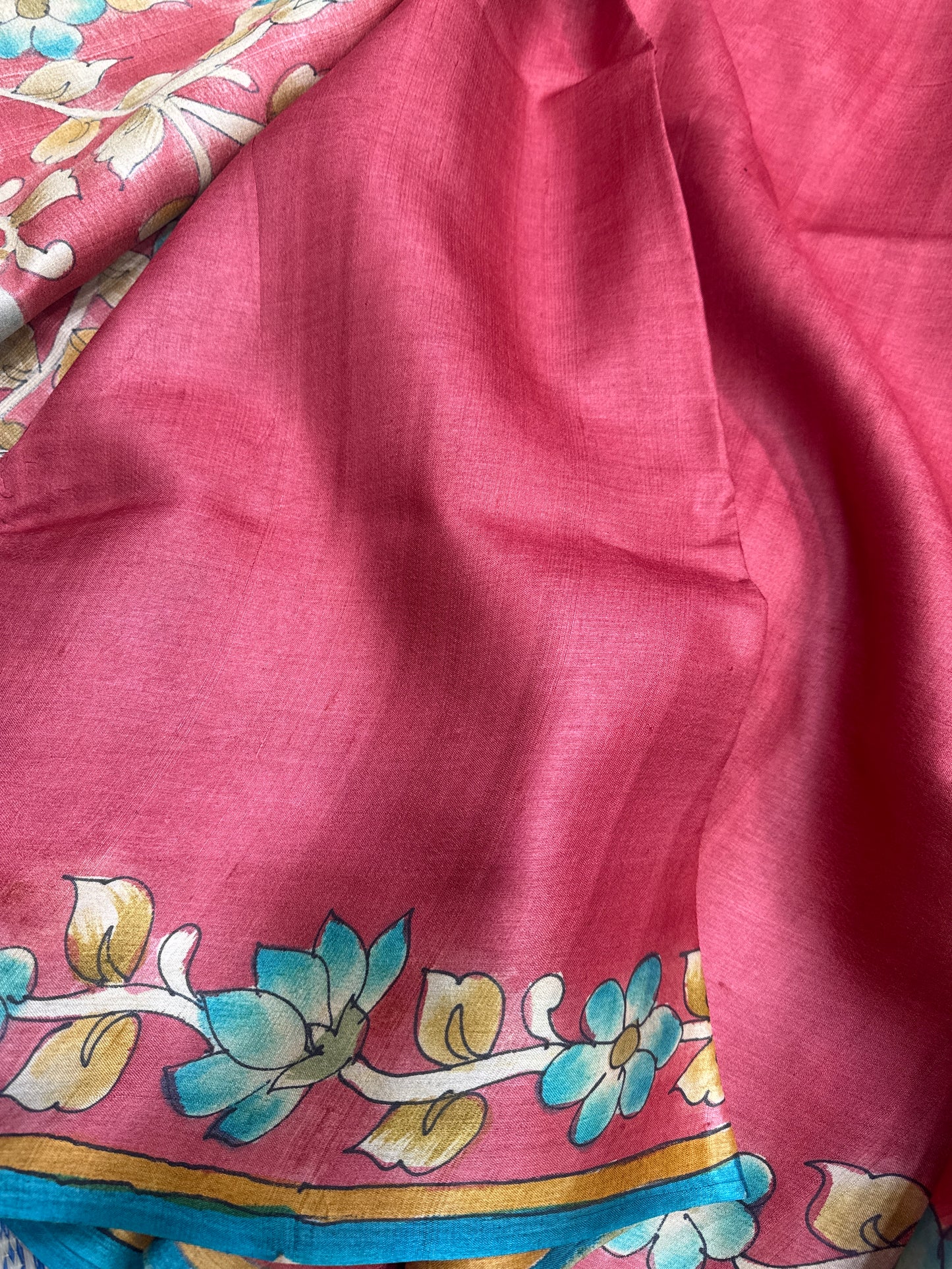 Red Tussar Silk Saree
