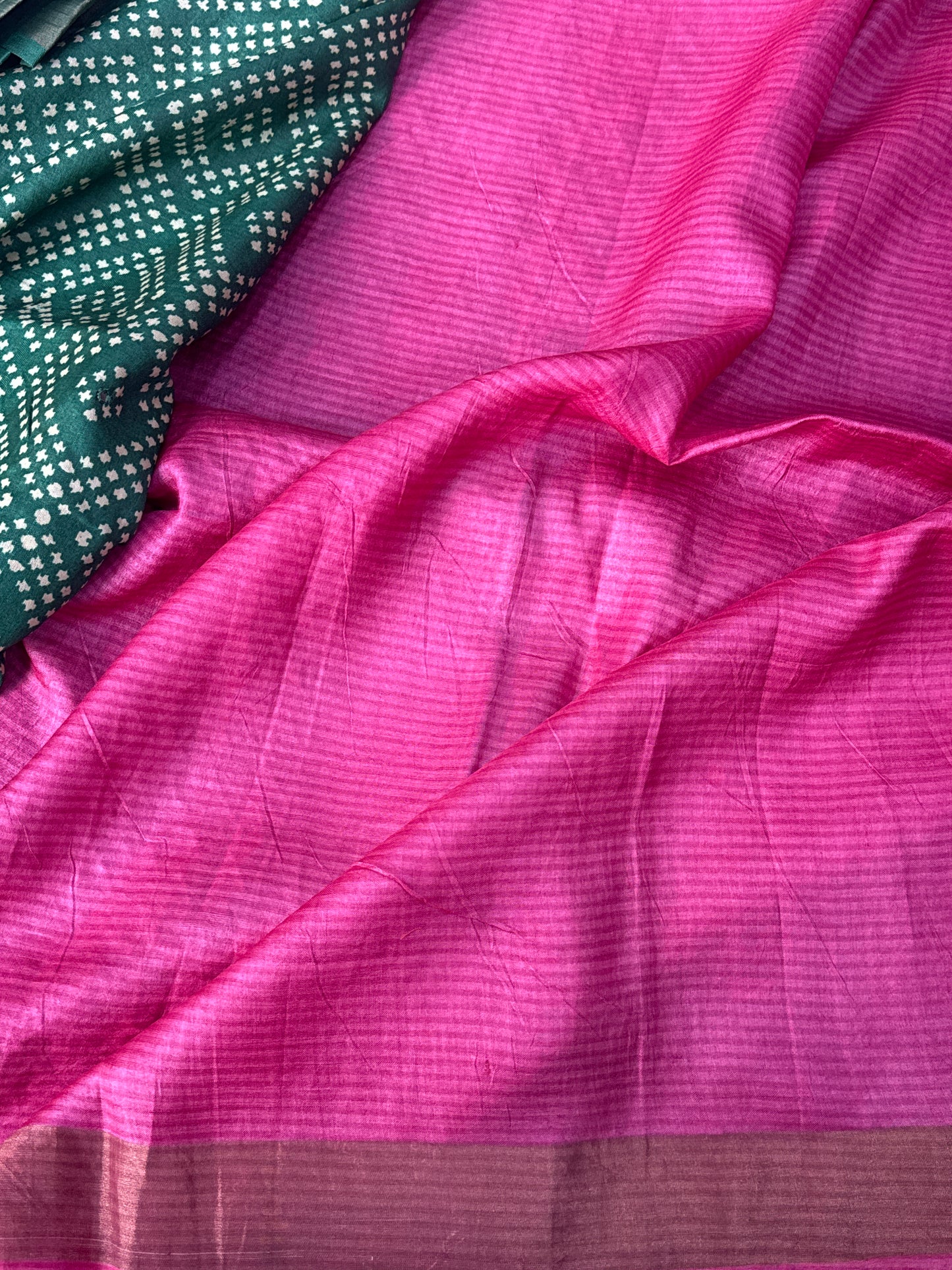 Green Tussar Silk Saree With Cutwork