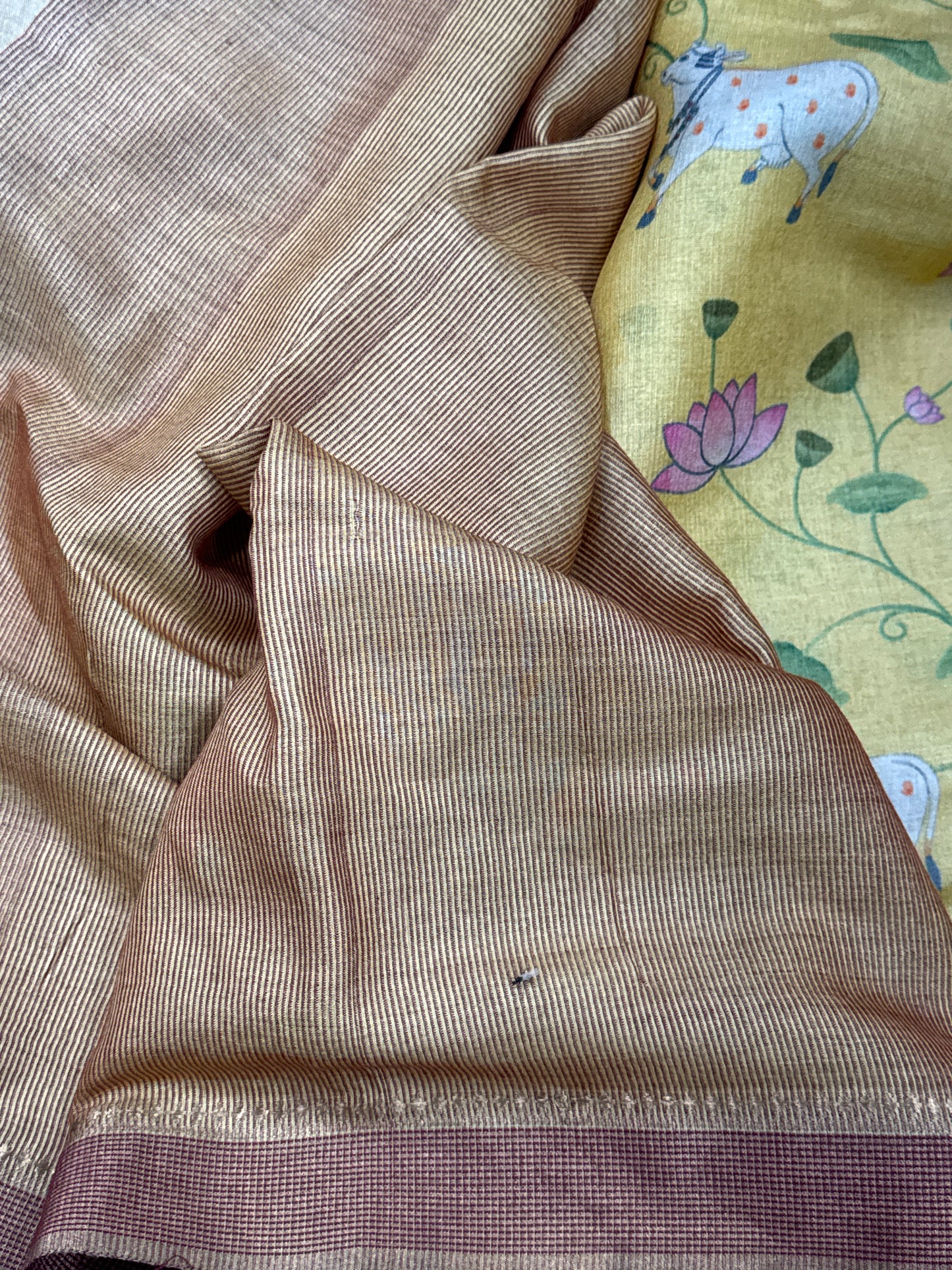 Yellow Tussar Silk Saree