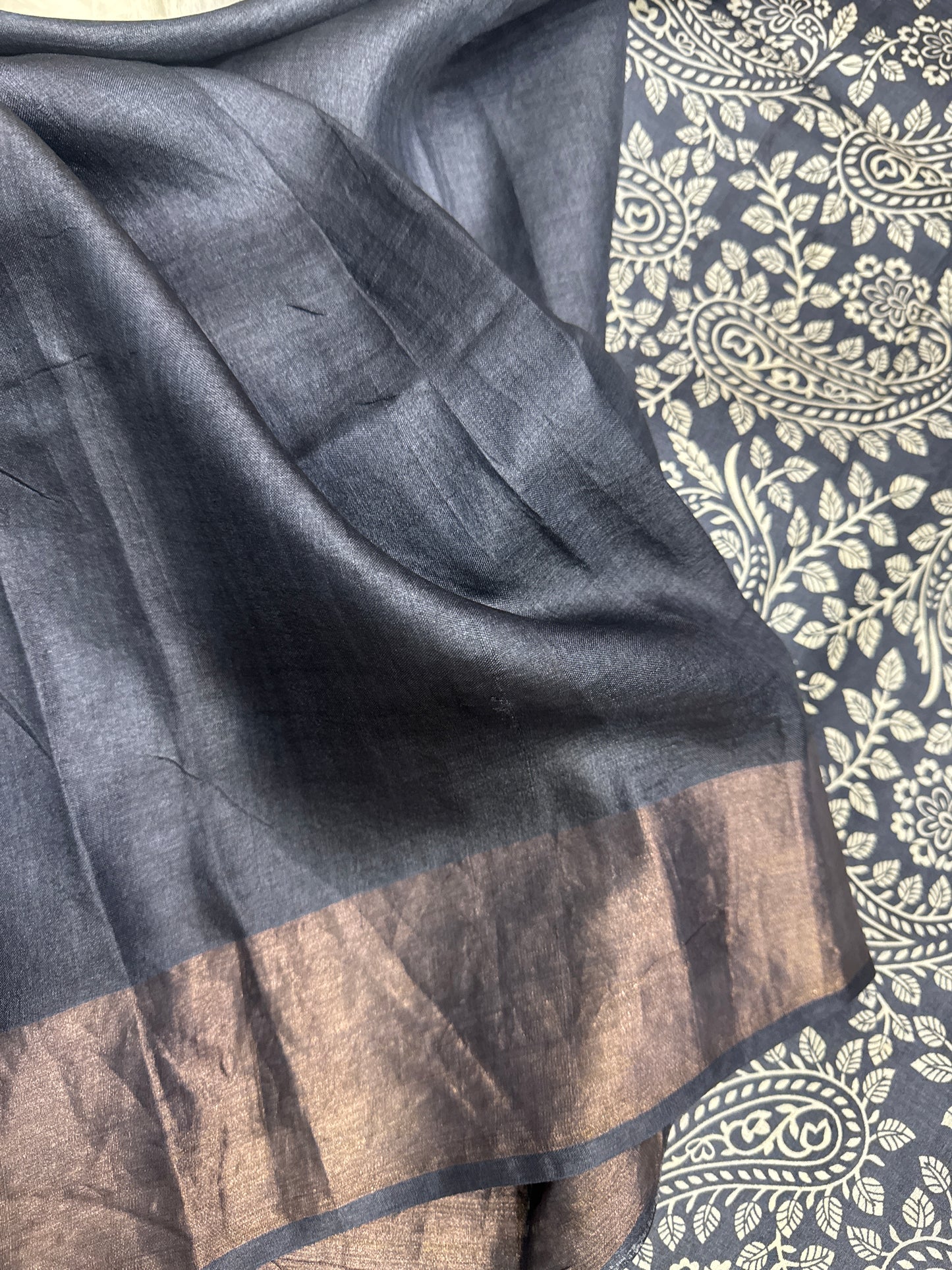 Black Tussar Silk Saree