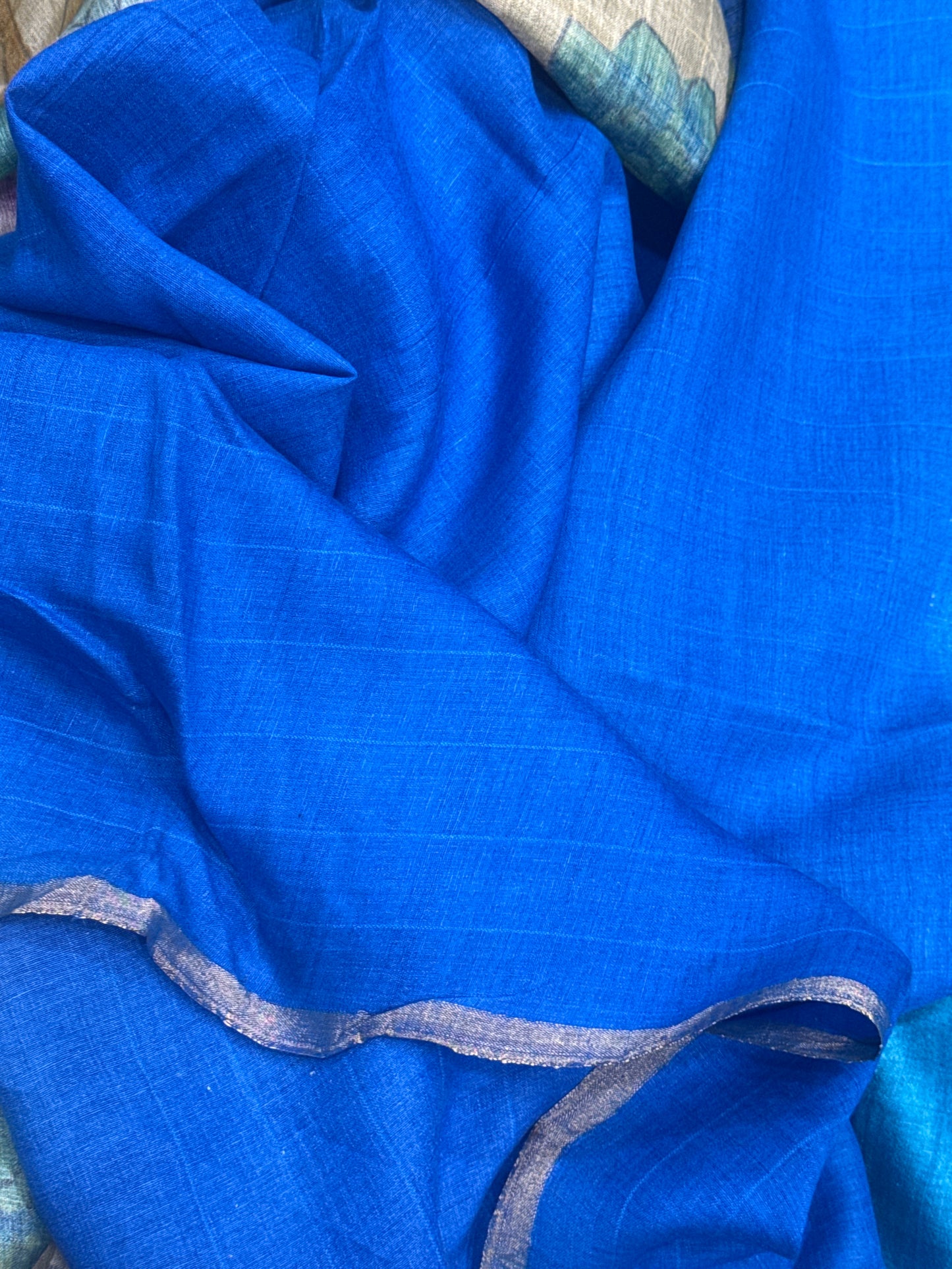 Blue Tussar Silk Saree