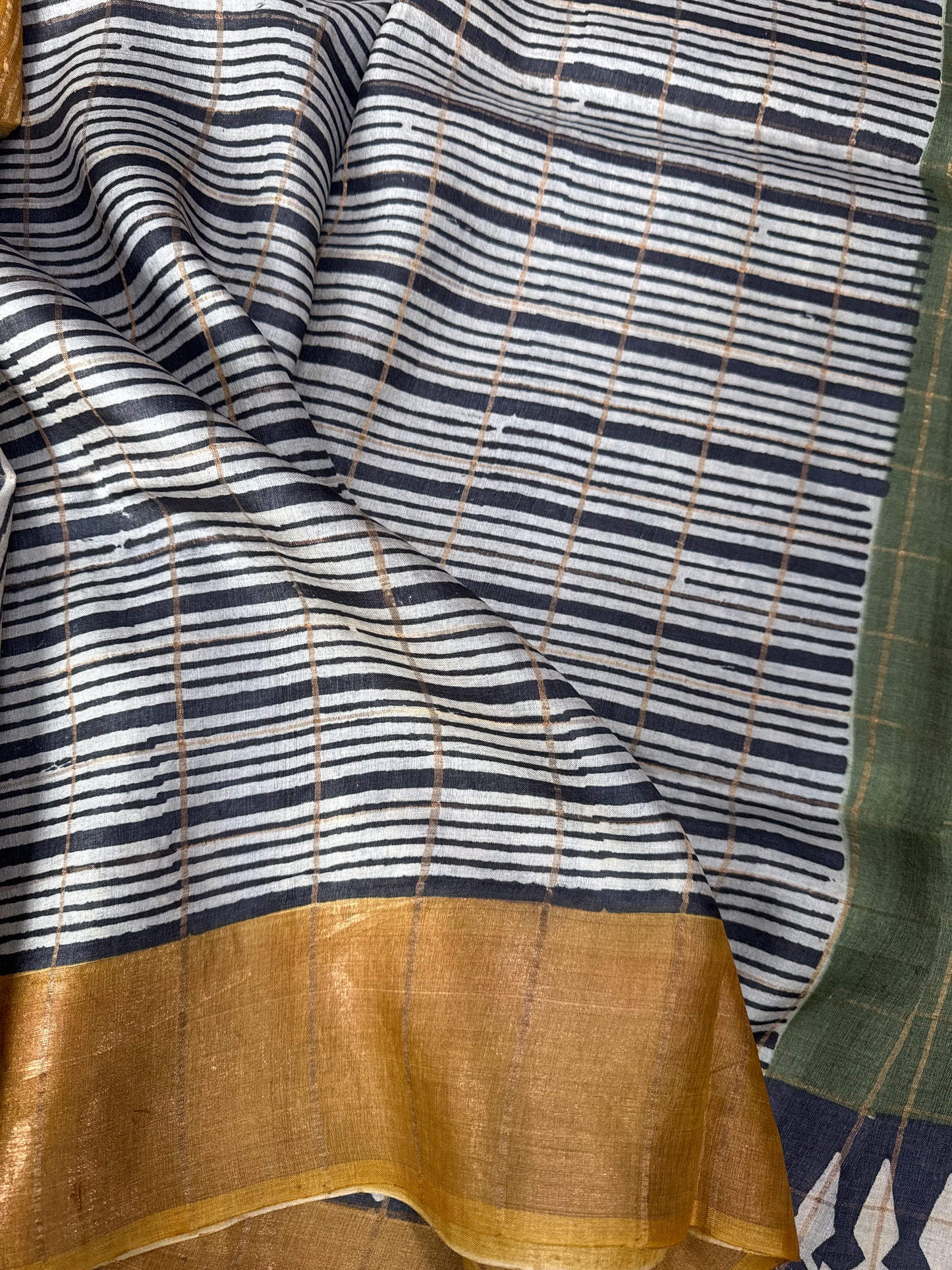 Green Tussar Silk Saree
