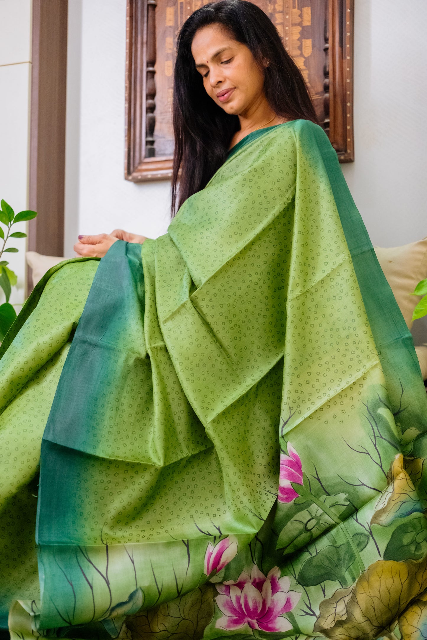 Green Tussar Silk Saree