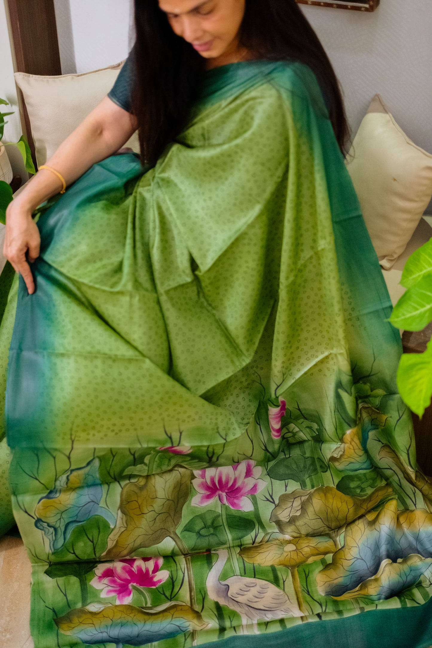 Green Tussar Silk Saree
