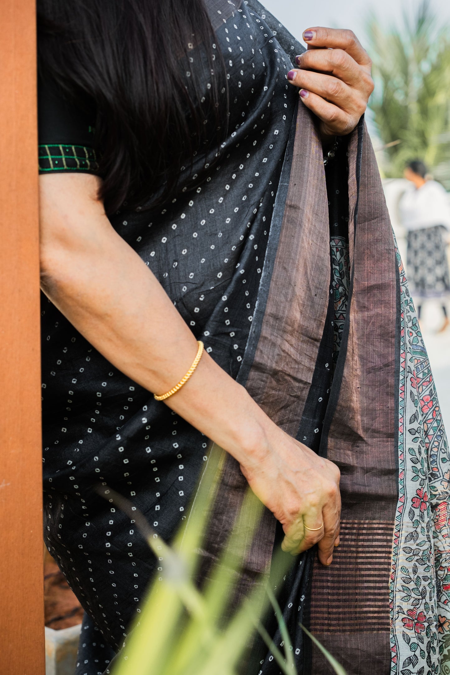 Black Tussar Silk Saree