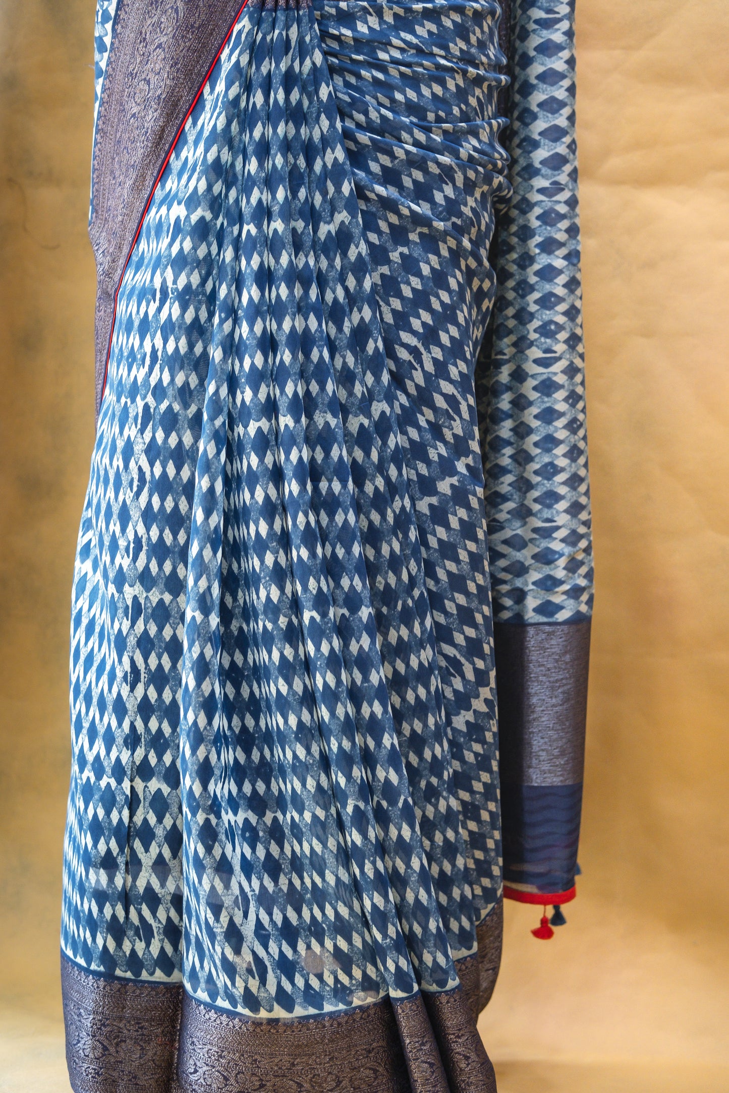 Indigo Blue Chanderi Saree