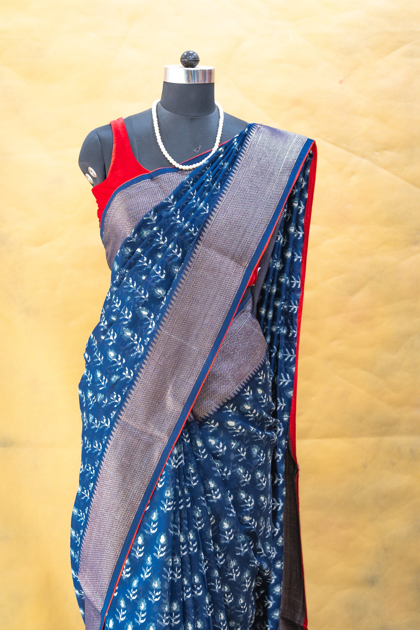 Indigo Blue Chanderi Saree