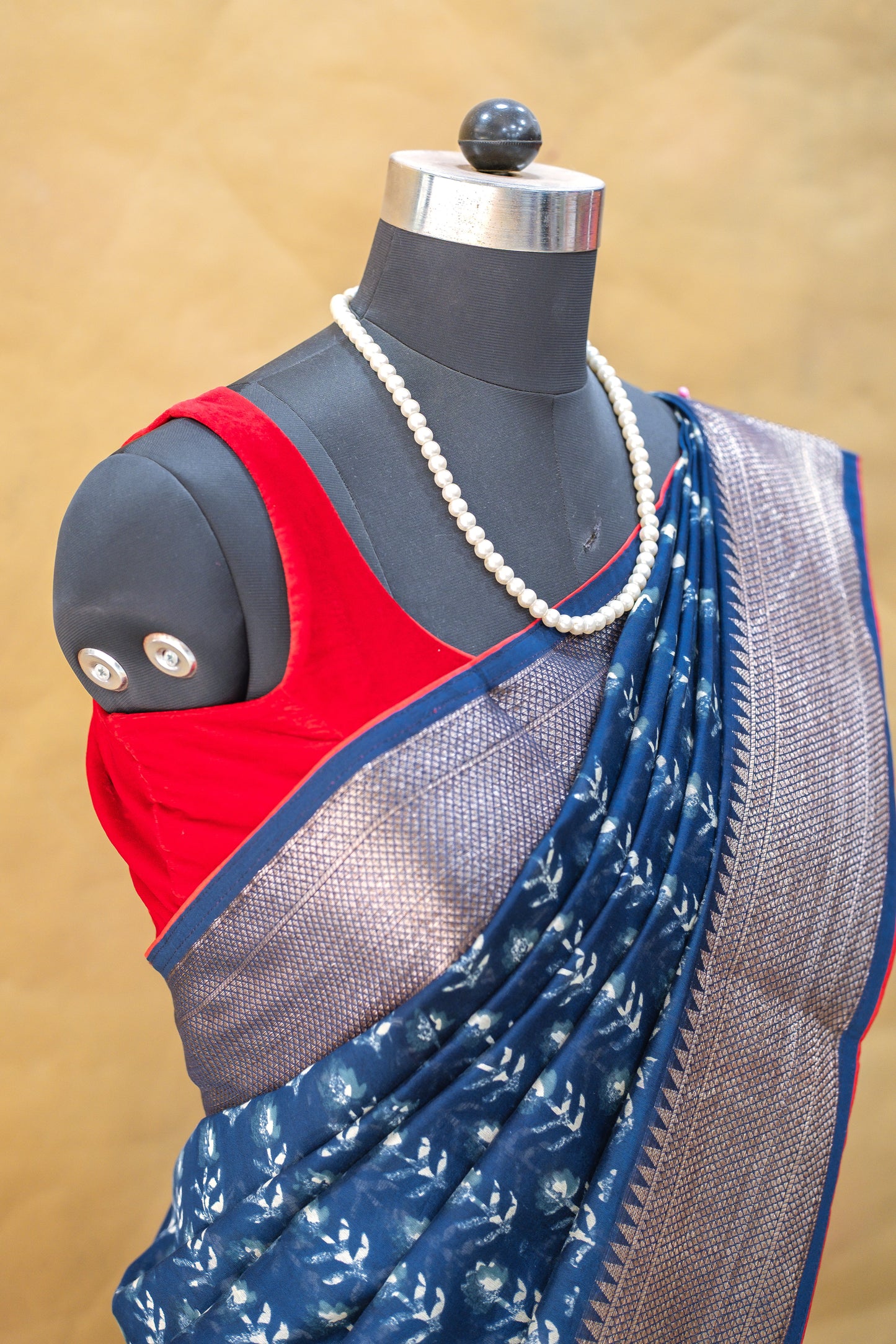 Indigo Blue Chanderi Saree
