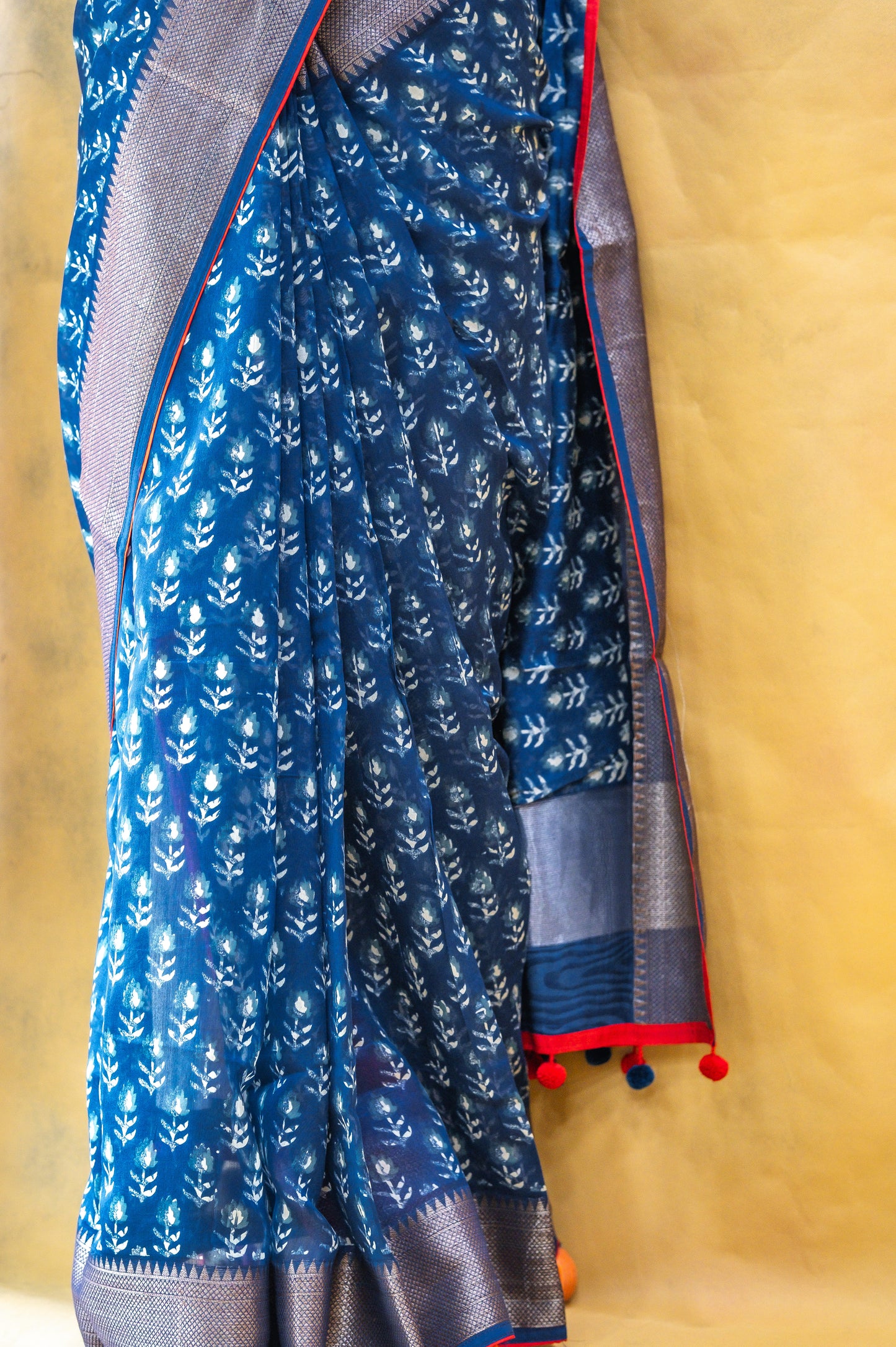 Indigo Blue Chanderi Saree