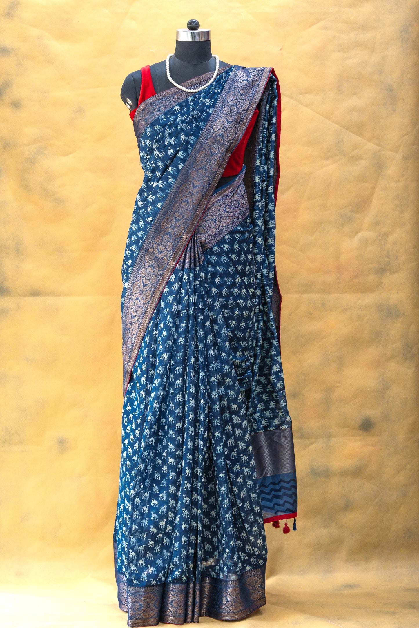 Indigo Blue Chanderi Saree
