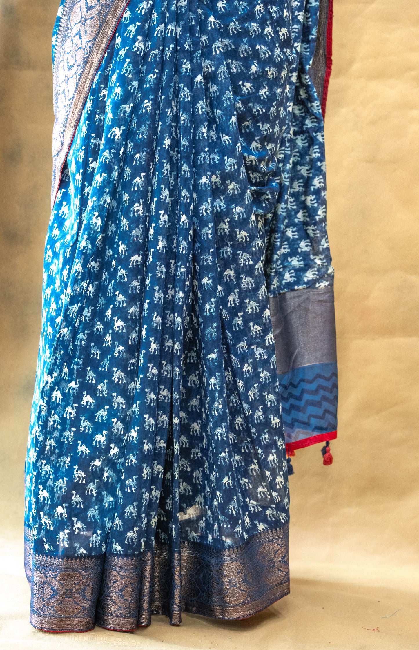 Indigo Blue Chanderi Saree
