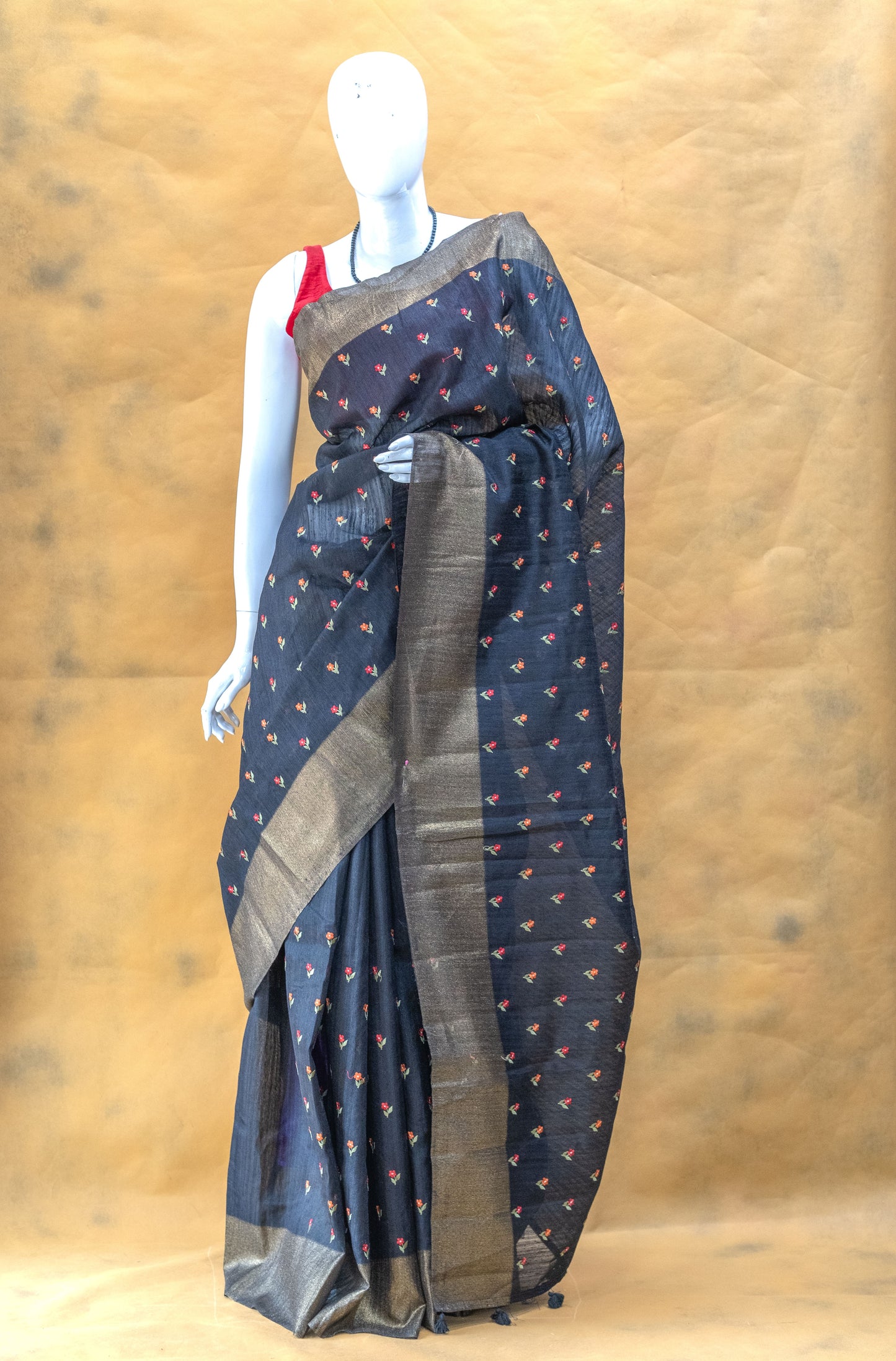 Black Linen Saree