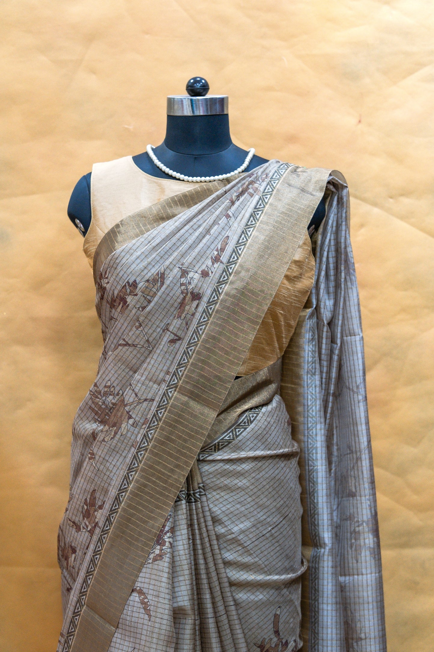 Brown Semi Tussar Silk Saree