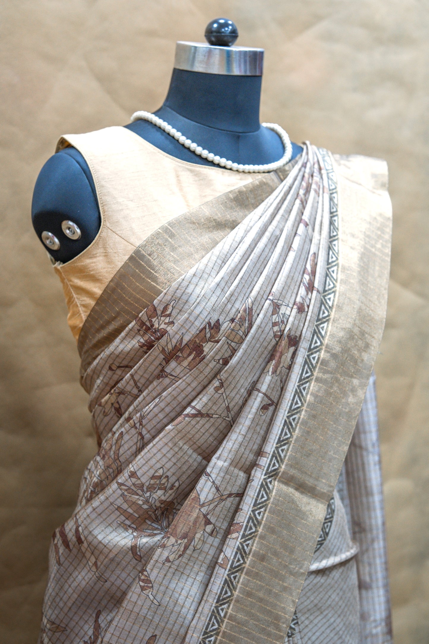 Brown Semi Tussar Silk Saree
