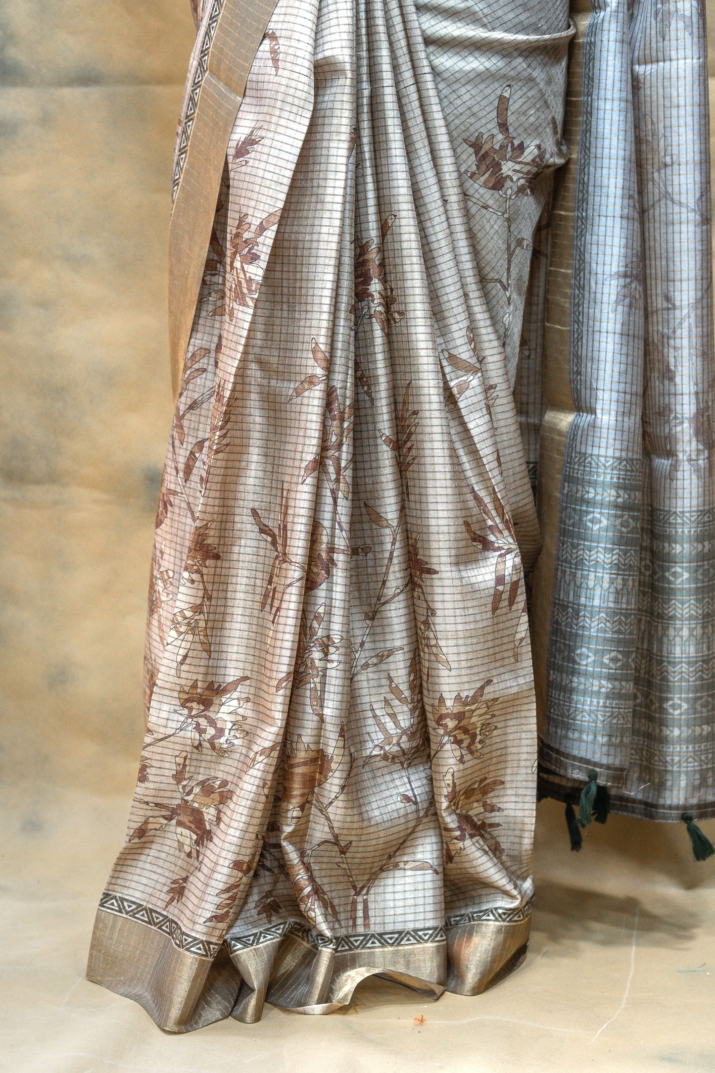 Brown Semi Tussar Silk Saree