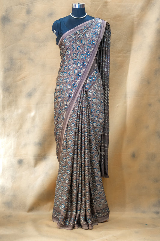 Brown  Modal Silk Saree