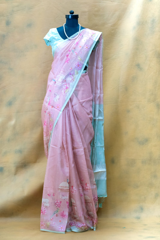 Pink Silk Kota Saree