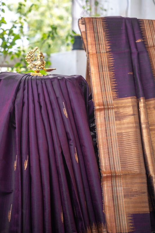 Royal Dark Violet Soft Silk Saree – Sophisticated Elegance in a Regal Hue
