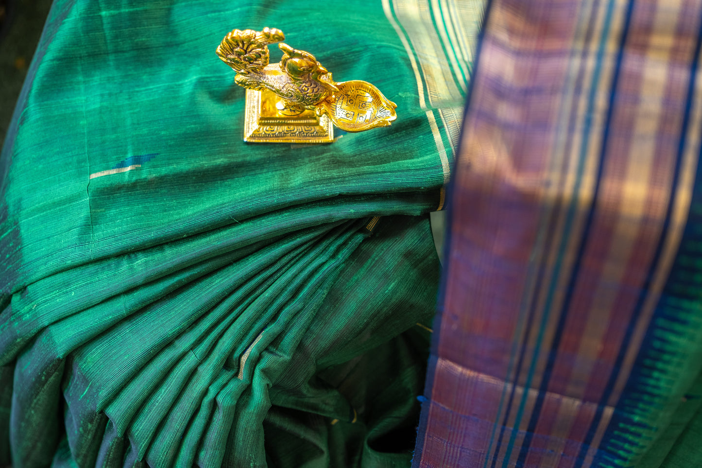 Classic Light Green Raw Silk Saree with Lustrous Finish