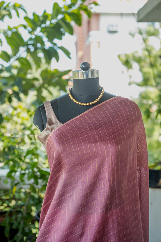 Onion Pink Checked Georgette - 24BRM69