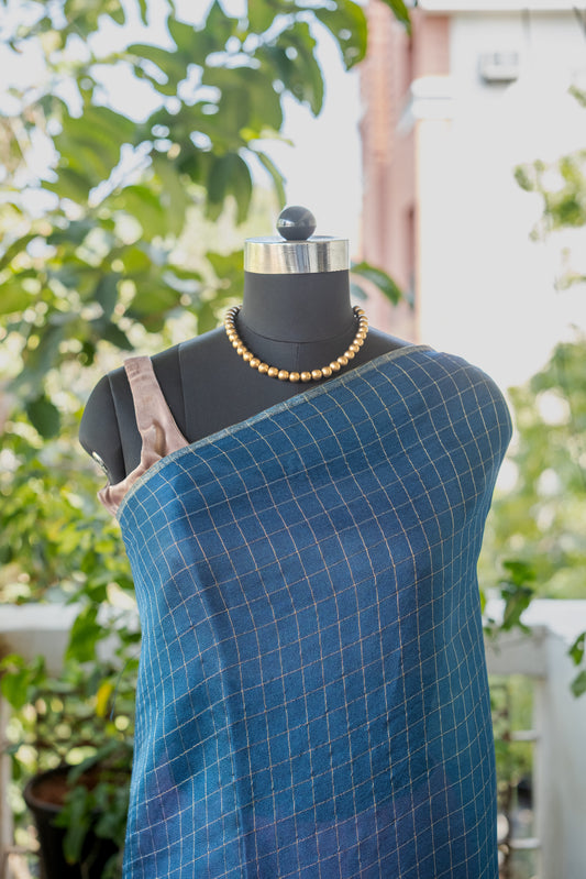 Blue Checked Georgette - 24BRM56