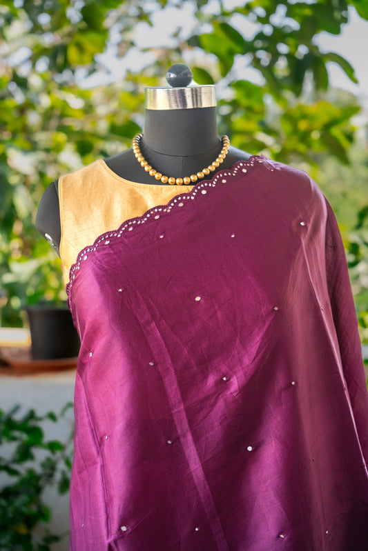 Violet Bloom Semi Tussar Silk Saree