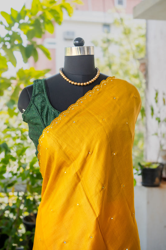 Yellow Bloom Semi Tussar Silk Saree