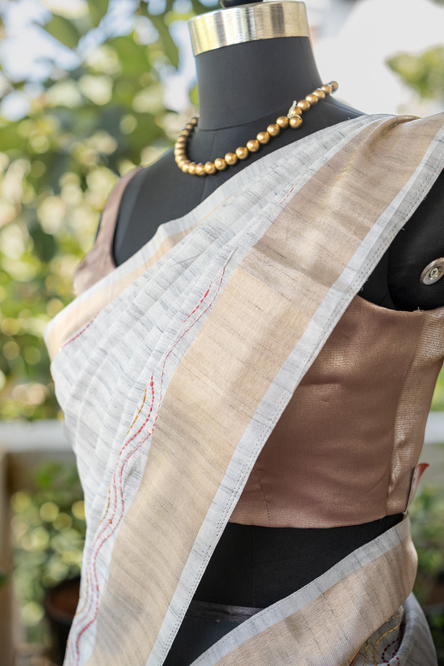 Grey  Semi Tussar Silk Saree