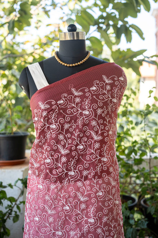 Red Grace Kota Embroidery Saree